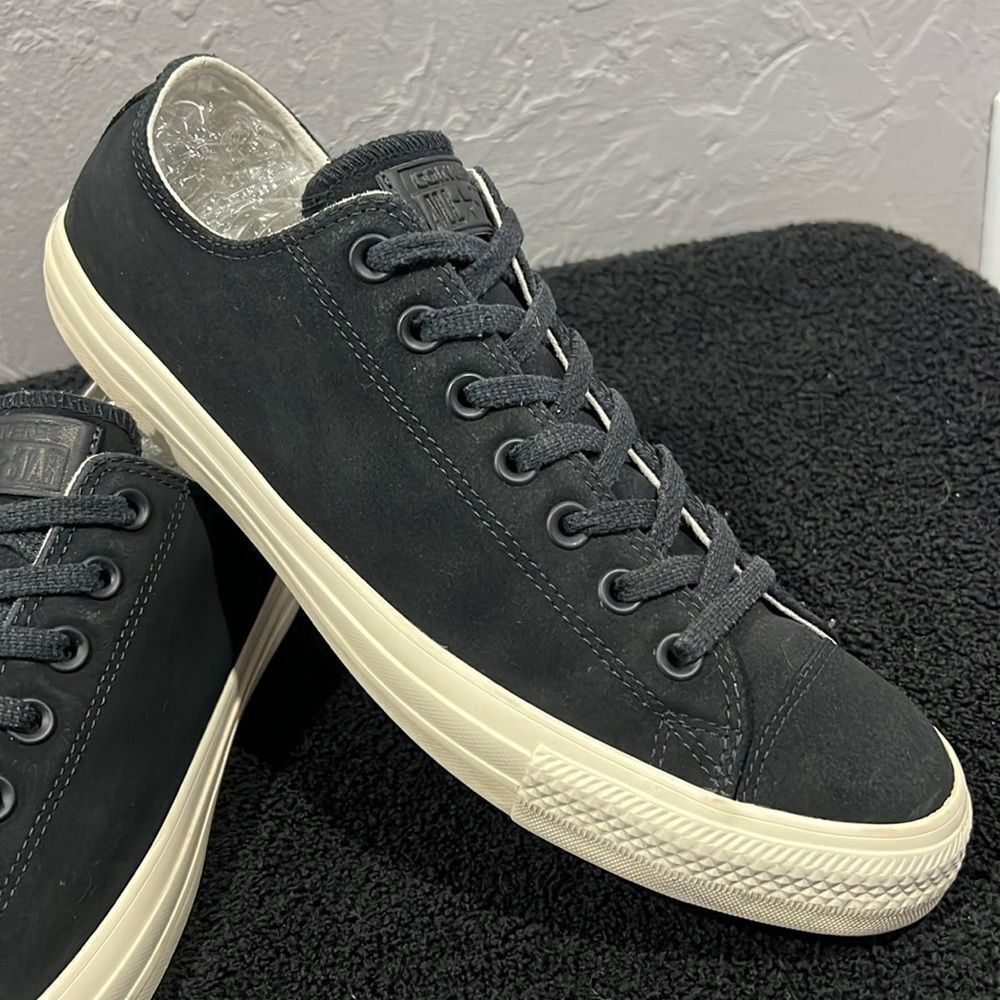 Converse Low Top Sneakers in Black and Cream Off-White - Picture 2 of 14